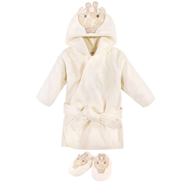 Hudson Baby Cotton Animal Face Bathrobe & Slippers, Giraffe, 0-9 Months, NWT - Picture 1 of 7